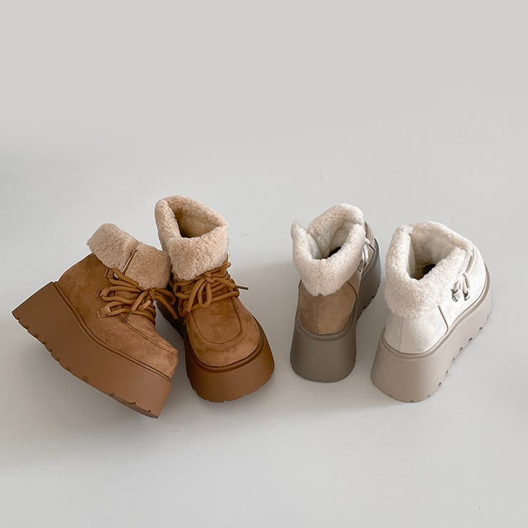 厚底 プラットフォーム レースアップ ボア ムートン ブーツ 840 | Shoes in Closet | 詳細画像21 
