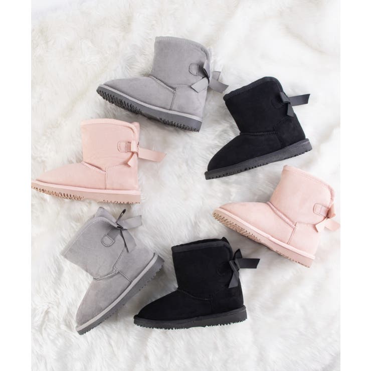 キッズ ふわふわ バックリボン ムートンブーツ 8799K[品番