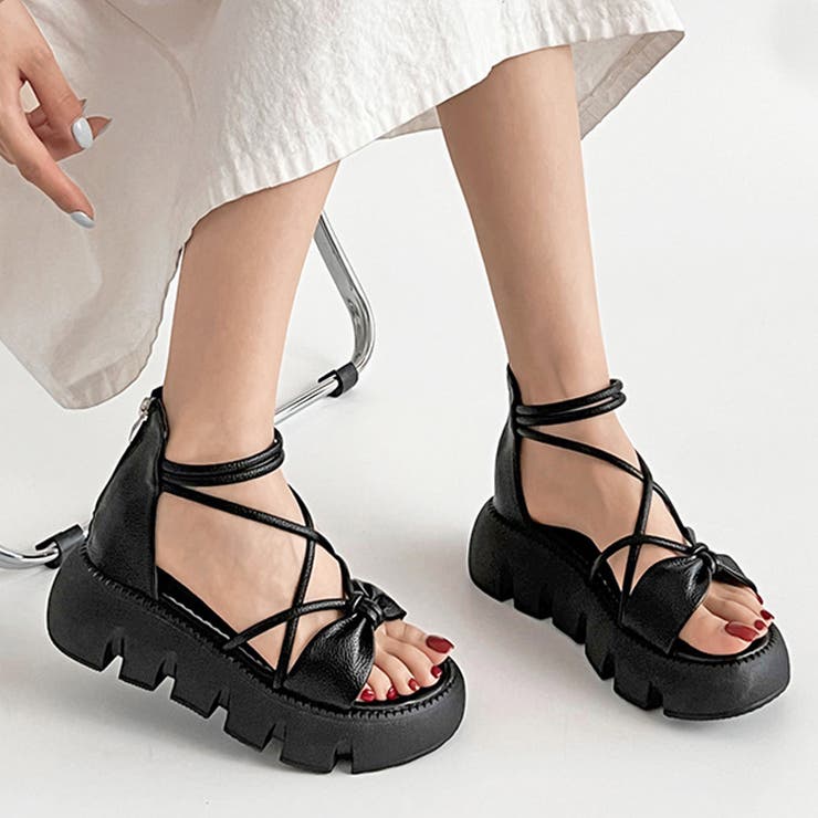 厚底 コードストラップ バックファスナー リボン サンダル 993 | Shoes in Closet | 詳細画像1 