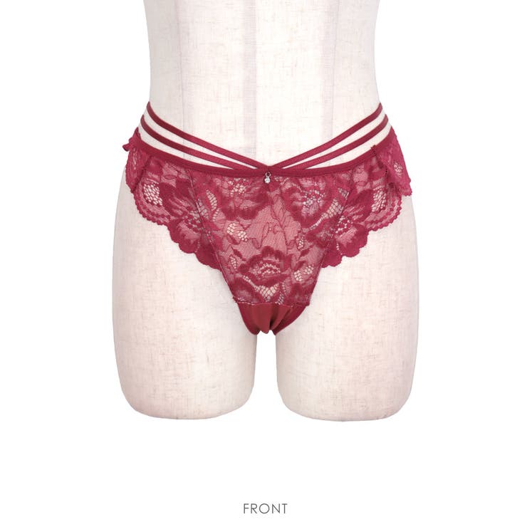 ワインレッド | サイドダブルコード総レースTバックショーツ 単品 勝負下着 | my minette
