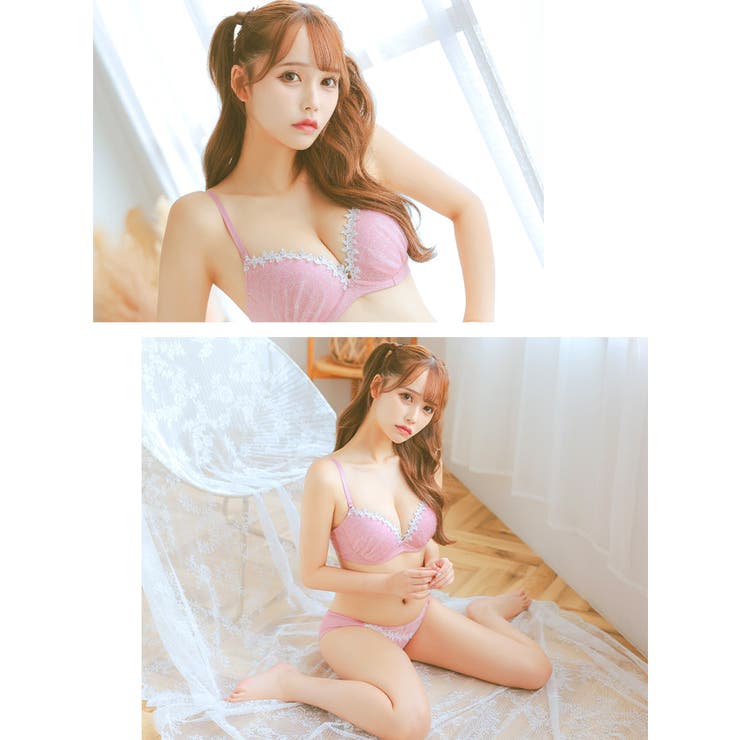 ホワイトフラワーレースブラ＆ショーツセット 勝負下着 ガーリーランジェリー | my minette | 詳細画像3 