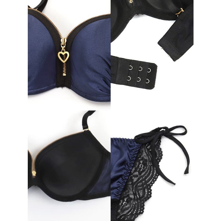 ハートジップバックレースサテンブラ＆ショーツセット セクシーランジェリー 勝負下着 | my minette | 詳細画像8 