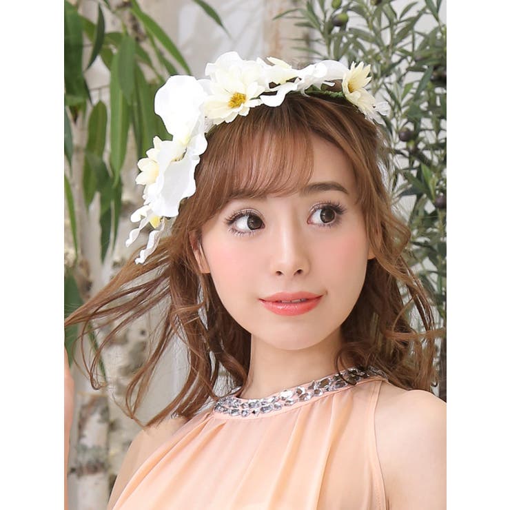 ビッグフラワーモチーフ花冠ヘアアクセサリー パーティードレス ビッグフラワーモチーフ花冠ヘアアクセサリー パーティードレス
