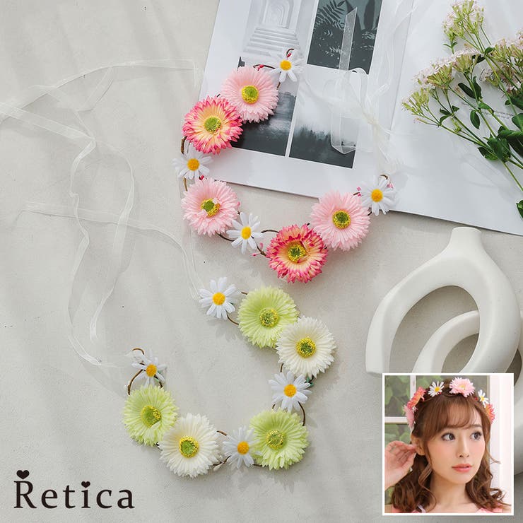 シアーリボンレース花冠 フラワーアクセサリー 結婚式小物 | Retica | 詳細画像1 