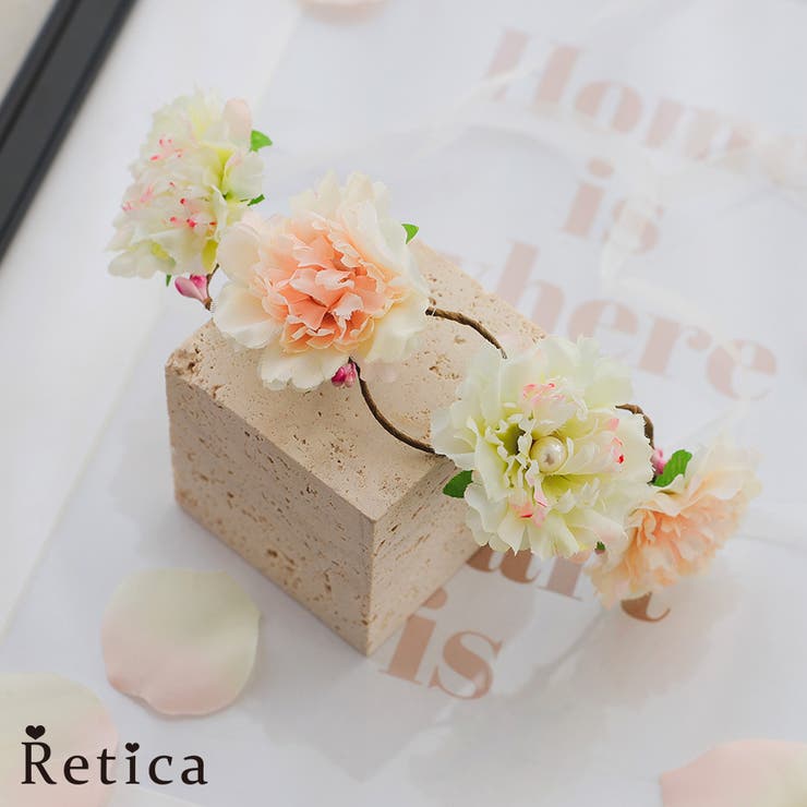 フラワーモチーフ×レースリボン半周花冠アクセサリー パーティードレス小物 | Retica | 詳細画像1 