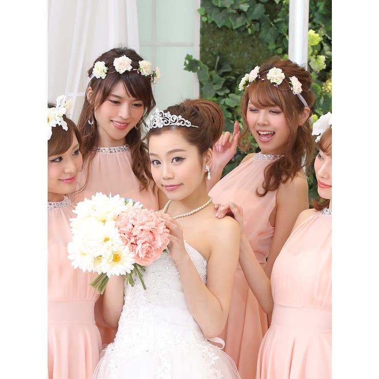 フラワーモチーフ×レースリボン半周花冠アクセサリーカチューシャ風ヘアアクセサリーホワイトReticaレティカ