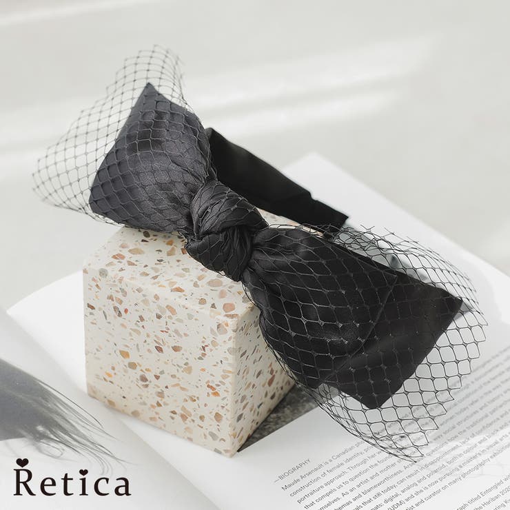 メッシュ＆ダブルリボンワンカラーカチューシャ 韓国アクセサリー ヘアアクセサリー | Retica | 詳細画像1 