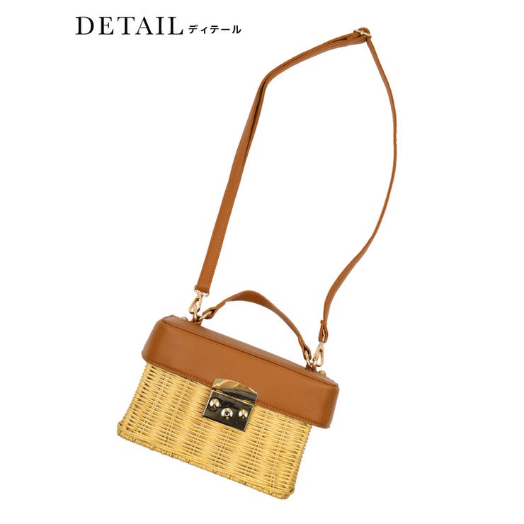 レザー×ラタンボックスタイプミニかごバッグ 浴衣小物 浴衣バッグ | Retica | 詳細画像3 