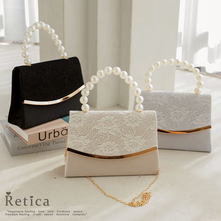 フラワーレース×パールハンドル2WAYミニバッグ パーティーバッグ ハンドバッグ | Retica | 詳細画像1 