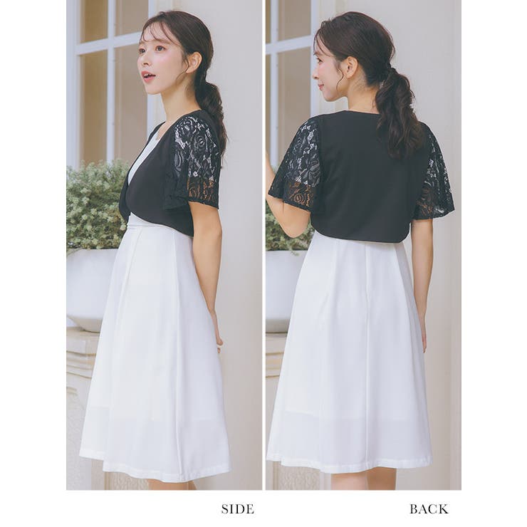 207新品組曲PRIERレースボレロ付きブラックドレスM￥32780結婚式