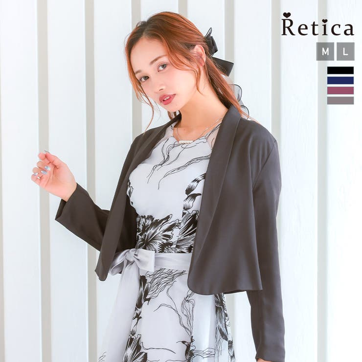 ブラック | Retica ショールカラーショート丈ボレロジャケット フォーマル | Retica