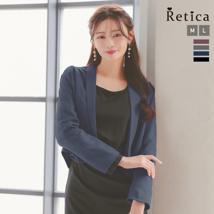 ネイビー | Retica ショールカラーショート丈ボレロジャケット フォーマル | Retica