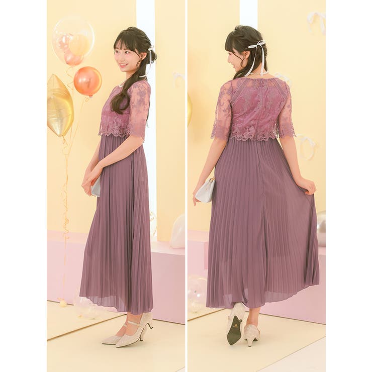 Retica トップスレース×軽やかプリーツハイウエスト切替フレアロングドレス … | Retica | 詳細画像10 