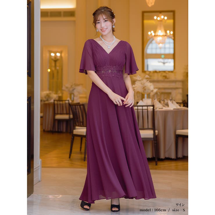 レースハイウエストマーク×プリーツロングドレス パーティードレス エレガントドレス | Retica | 詳細画像11 