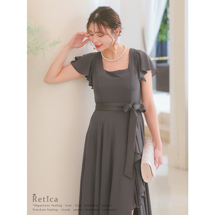 フレアスリーブハイウエストリボンロングドレス パーティードレス 袖あり | Retica | 詳細画像20 