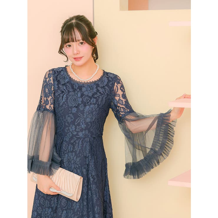 総レースフレアスリーブロングドレス パーティードレス フォーマル | Retica | 詳細画像3 