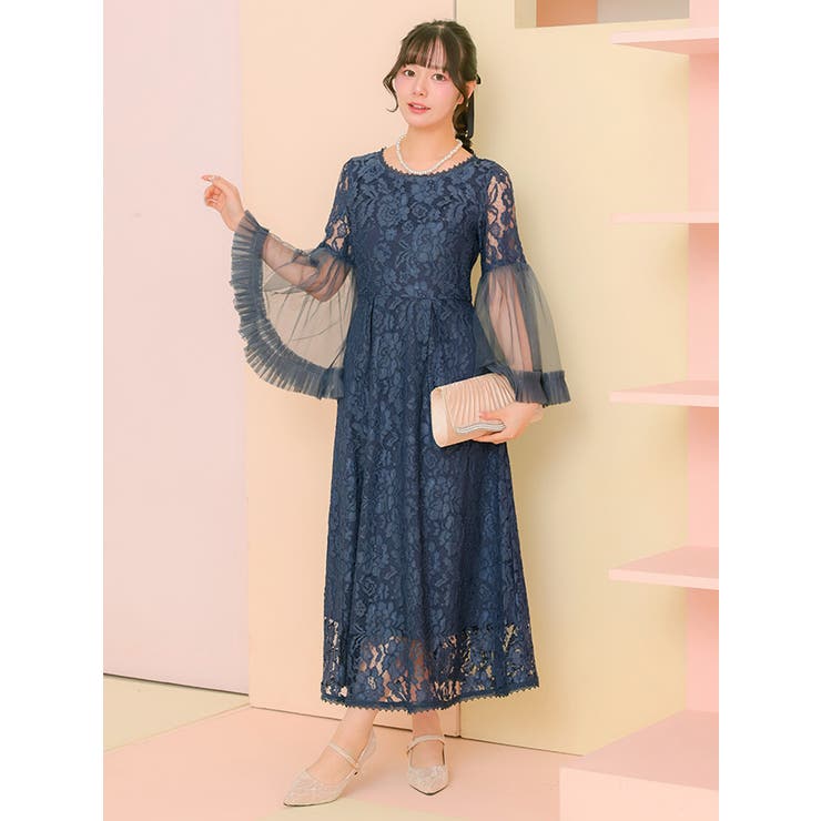 総レースフレアスリーブロングドレス パーティードレス フォーマル | Retica | 詳細画像4 