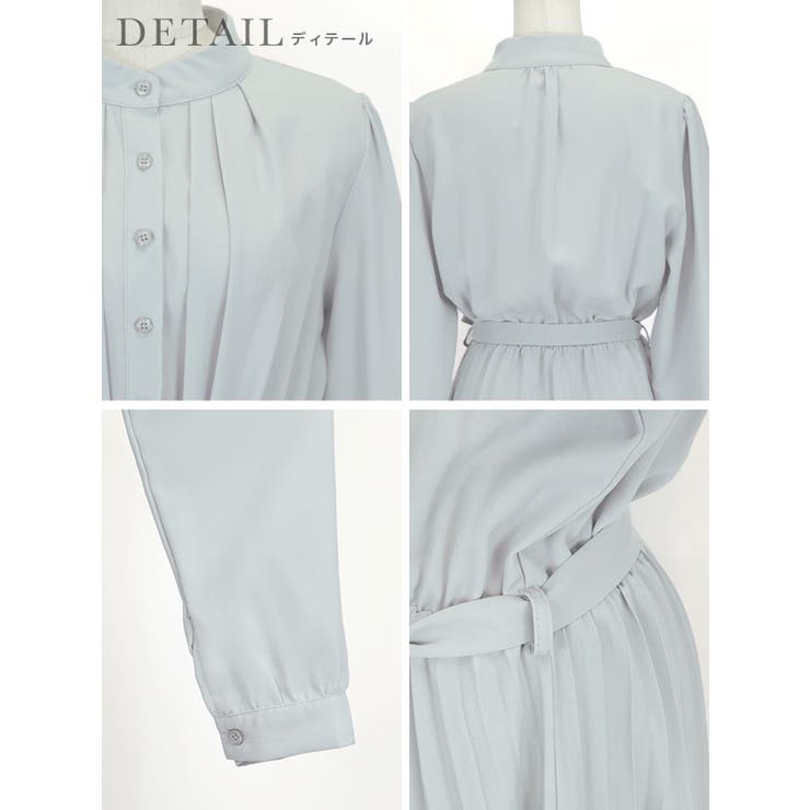 タック＆プリーツウエストマークフレアロングドレス パーティードレス 袖あり | Retica | 詳細画像12 