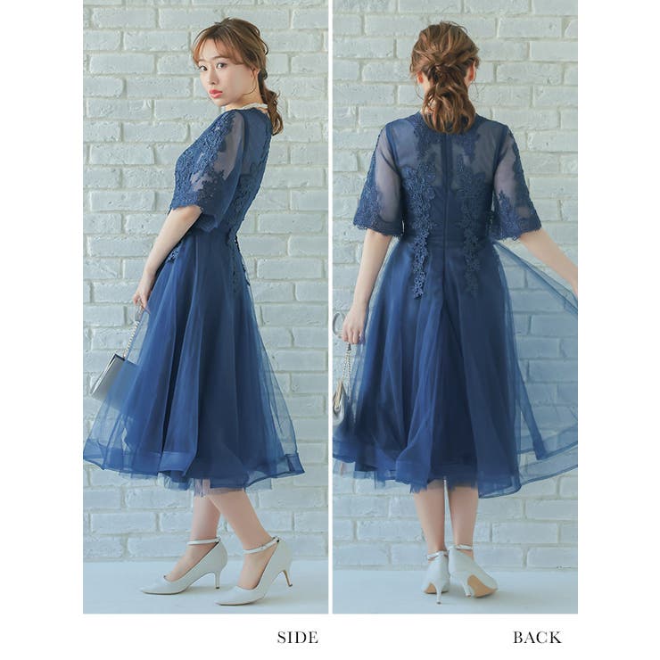BLUE ROSE 薔薇装飾 パーティー ドレス X4001 レディース