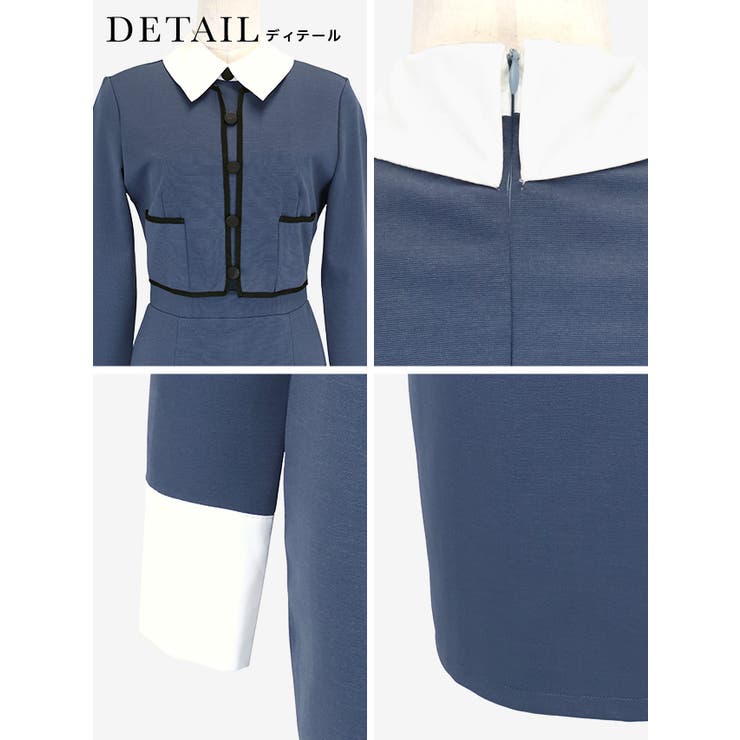 襟付きセットアップ風ミディアムドレス パーティードレス フォーマル | Retica | 詳細画像7 