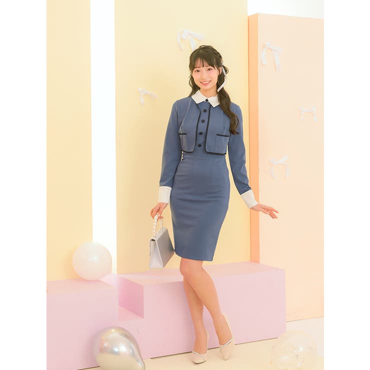 襟付きセットアップ風ミディアムドレス パーティードレス フォーマル | Retica | 詳細画像3 