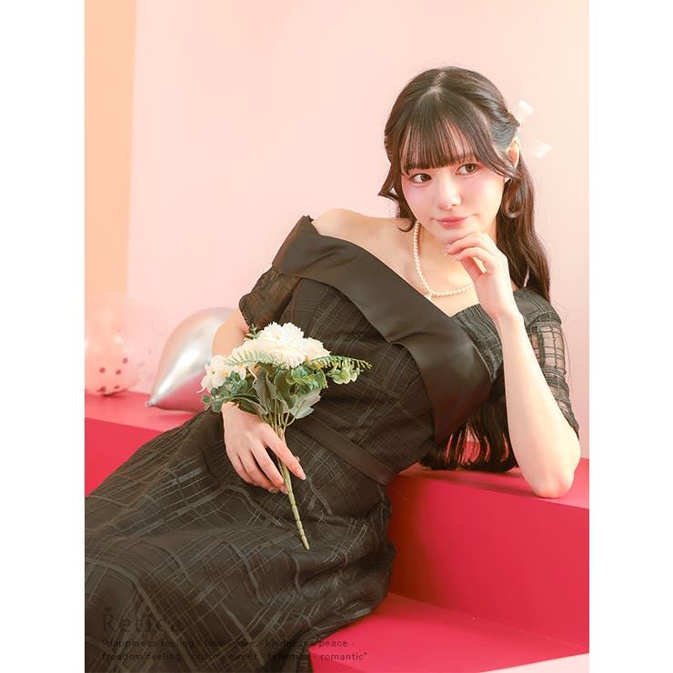 Retica ワンショル風アシンメトリーチェックチュールフレアミディアムドレス … | Retica | 詳細画像6 