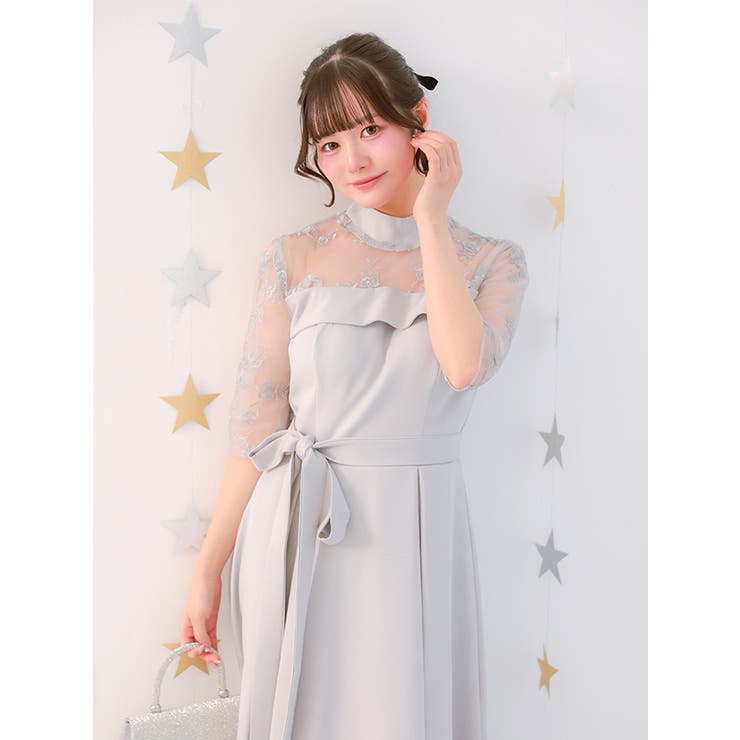 ウエストマークリボンＡラインミモレットドレス ミモレ丈ドレス 袖あり | Retica | 詳細画像13 