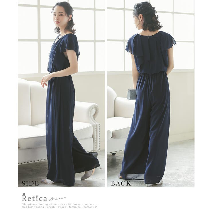 piiinathu✨セルフポートレイト　シフォンプリーツドレス シフォンプリーツドレス(ネイビー)CR1-338NA-M | OTONA DRESS