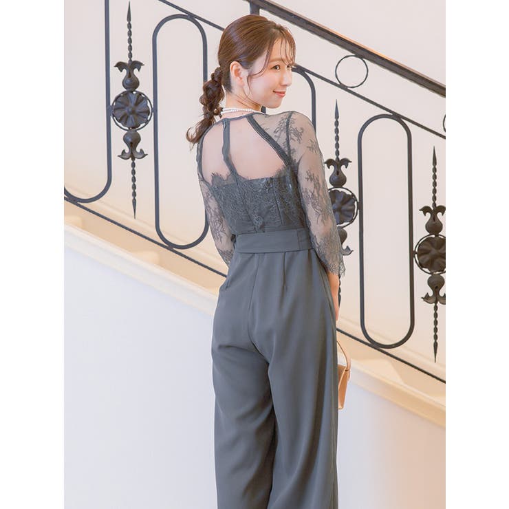 ビスチェ風シアーレースハイウエストマークリボンパンツドレス パーティードレス | Retica | 詳細画像6 