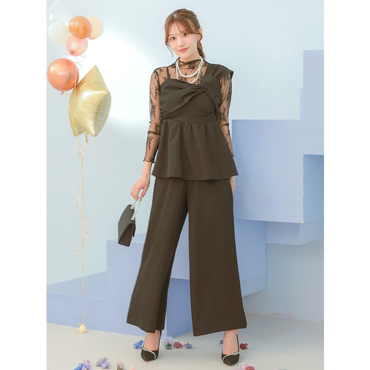 レースインナー付きクロスデザインセットアップパンツドレス パーティードレス 袖あ… | Retica | 詳細画像9 