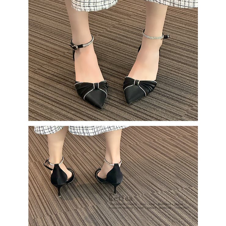 ラインストーンストラップ付きポインテッドトゥパンプス アンクルストラップパンプス… | Retica | 詳細画像2 