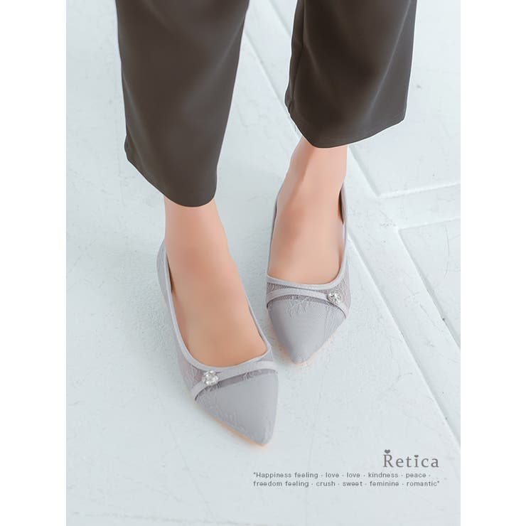 ビジューワンポイントレースフラットパンプス 総レース フラワーレース | Retica | 詳細画像2 