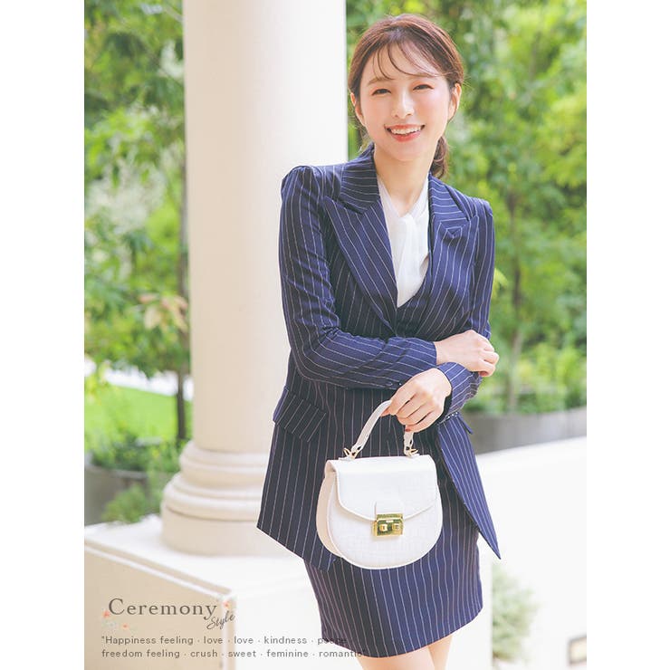 ダブルボタンジャケットストライプワンピーススーツ セレモニースーツ 結婚式スーツ | Retica | 詳細画像1 