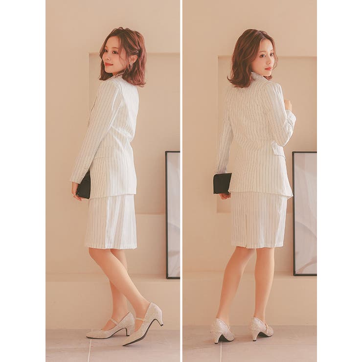 ダブルボタンジャケットストライプワンピーススーツ セレモニースーツ 結婚式スーツ | Retica | 詳細画像13 