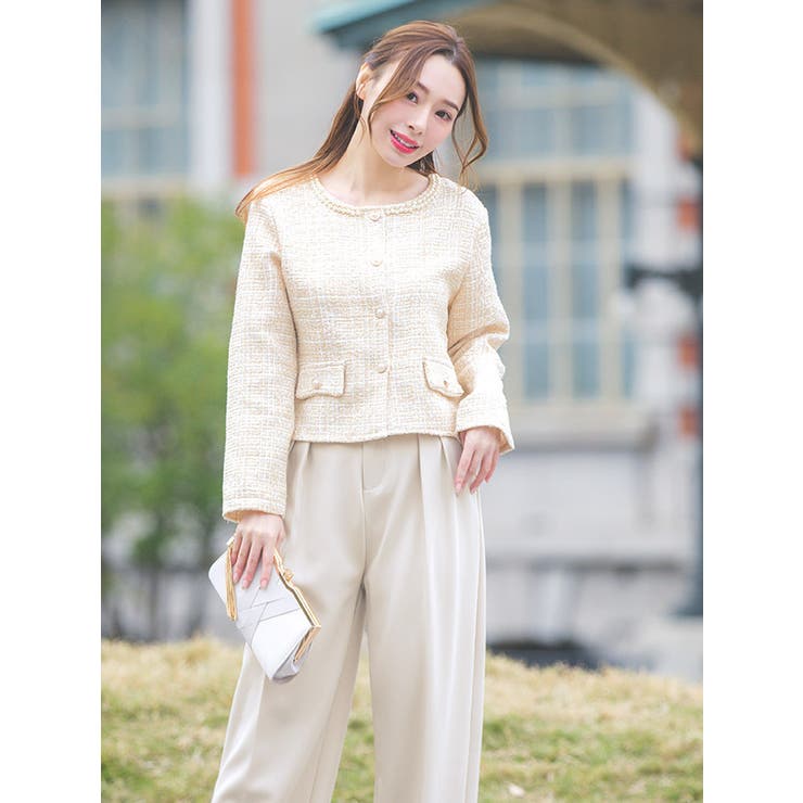 パールライン×ボタンツイードセットアップセレモニースーツセット パンツスーツ パ… | Retica | 詳細画像8 