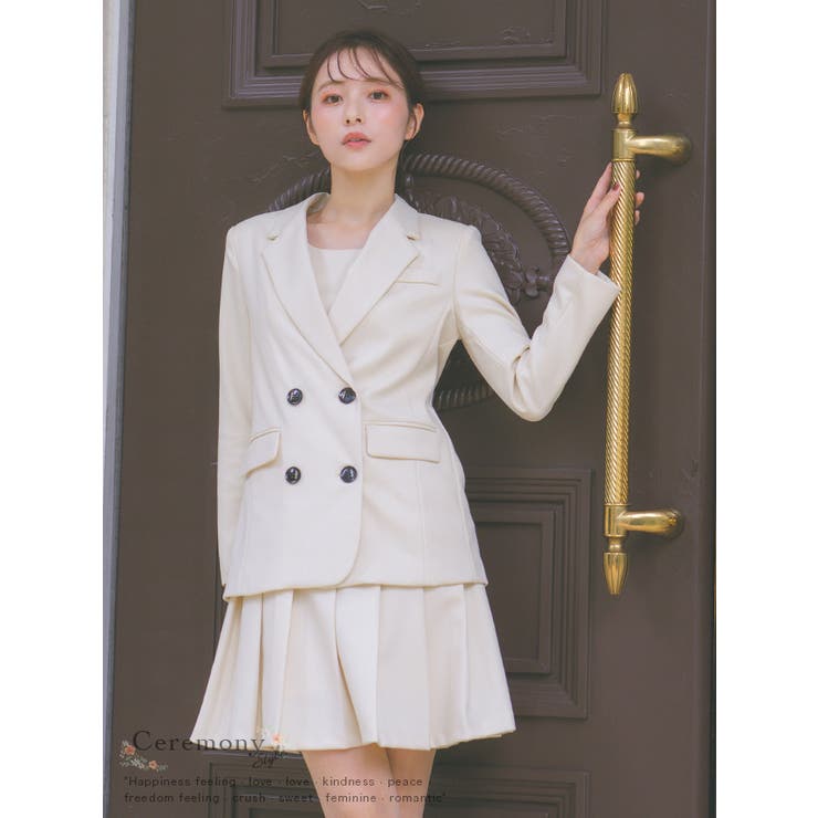 ダブルボタンテーラードジャケット×ワンピーススーツ セレモニースーツ 結婚式スーツ