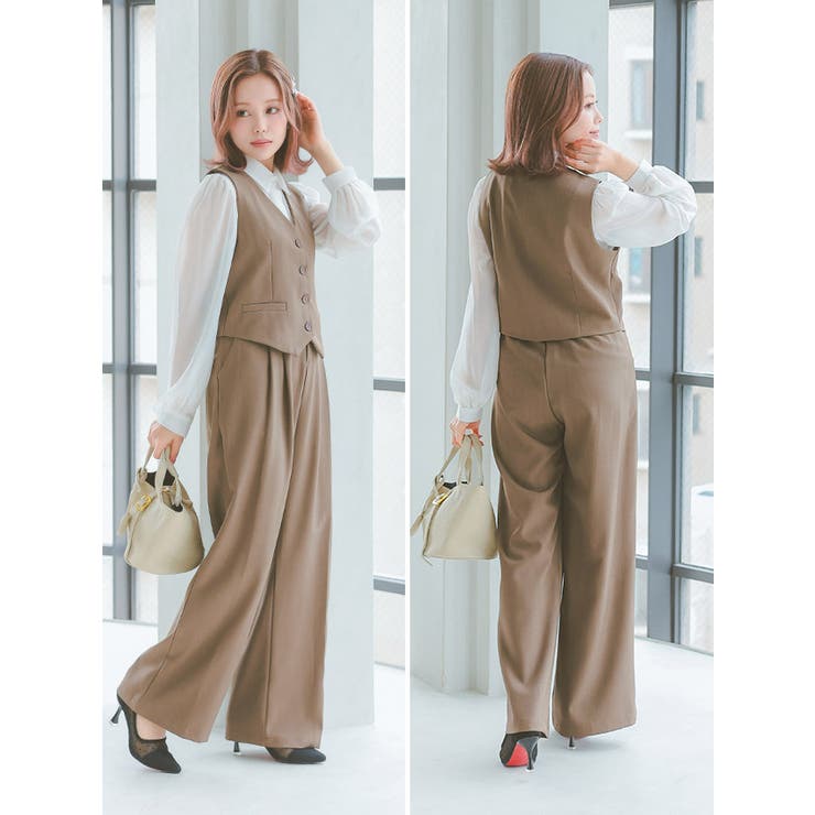タックワイドパンツ＆ベストセットアップスーツ セレモニー