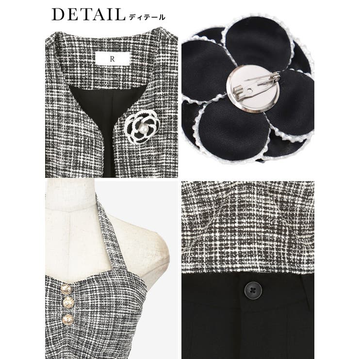 3ピースベアホルタートップワイドセレモニースーツセット パンツスーツ 結婚式スー… | Retica | 詳細画像8 