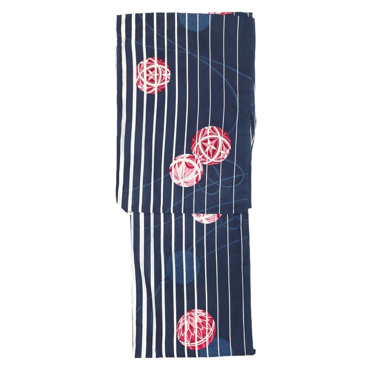 毬×ストライプ柄浴衣3点セット 平帯 下駄 | Retica | 詳細画像12 