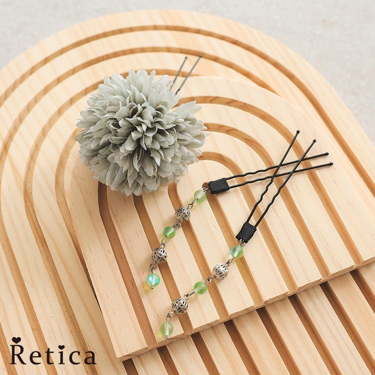 ボリュームマム×垂れビジューUピン3点セット ヘアアクセサリー 髪飾り | Retica | 詳細画像1 
