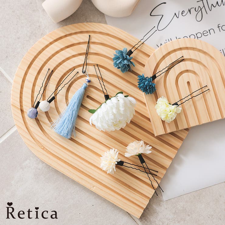 玉かんざし＆タッセル付きフラワーUピン9点セット ヘアアクセサリー 髪飾り | Retica | 詳細画像1 
