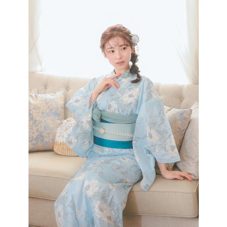 未使用 さが美 和座 浴衣 花柄 牡丹 菊 紺 身丈約165cm 裄丈約68cm Amazon | 大人スウィート/水彩フラワー 牡丹柄 浴衣 siwa-k21