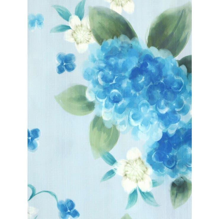 おまかせ下駄＋おまかせ黄色系の兵児帯つき◆◆高級変わり織◆涼し蒼紫陽花 ◇高級変わり織◇涼し蒼青紫陽花(あじさい)と金魚浴衣◇人気古典