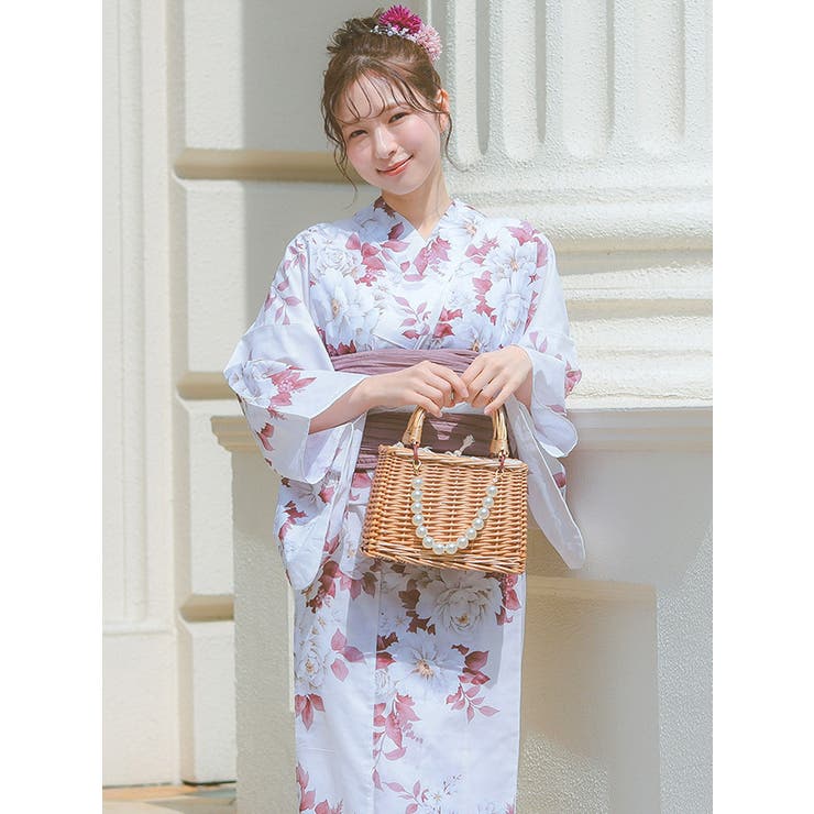 水彩ピンク牡丹柄浴衣【浴衣３点セット 浴衣/帯/下駄】 即日発送】【浴衣】大人スウィート/ピンク地に大柄牡丹浴衣