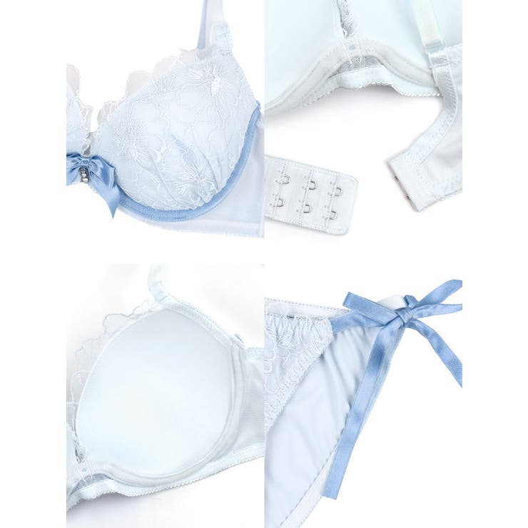 リボン×ホワイトフラワーレースブラ＆ショーツセット 勝負下着 ガーリーランジェリー | my minette | 詳細画像9 