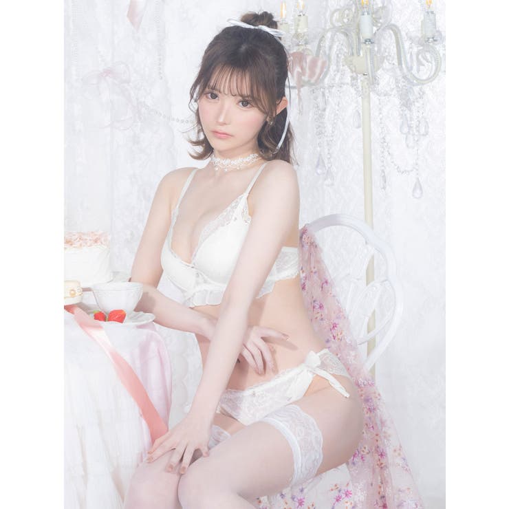 リボン×総レースフリルブラ＆ショーツセット 勝負下着 ガーリーランジェリー | my minette | 詳細画像5 