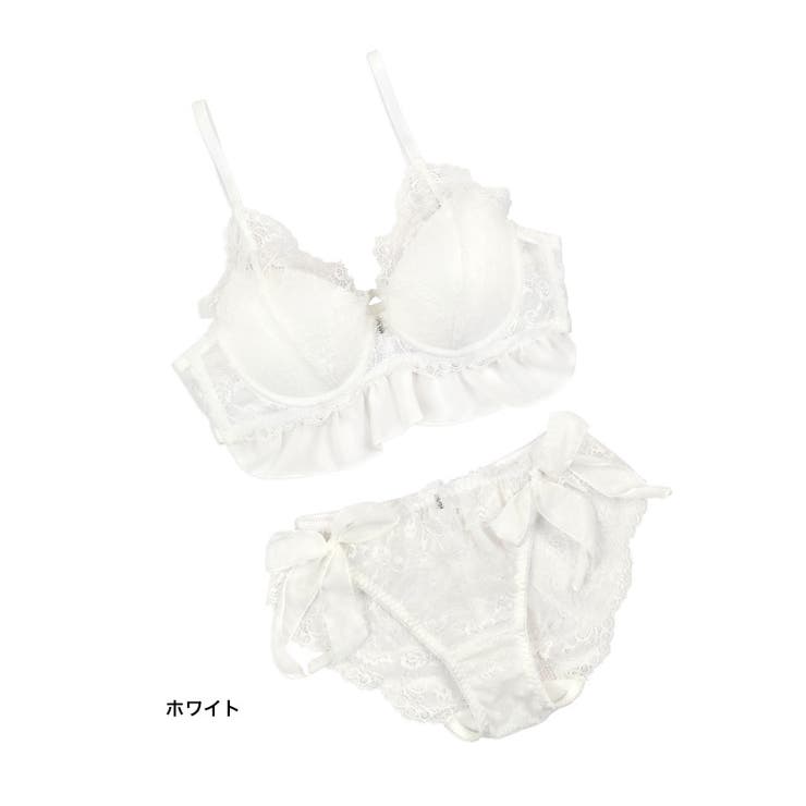 リボン×総レースフリルブラ＆ショーツセット 勝負下着 ガーリーランジェリー | my minette | 詳細画像7 