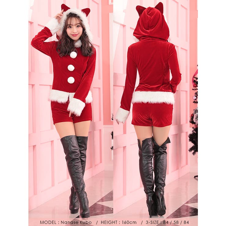猫耳フード付きセットアップサンタコスチューム サンタコスプレ ガーリーサンタ | my minette | 詳細画像5 