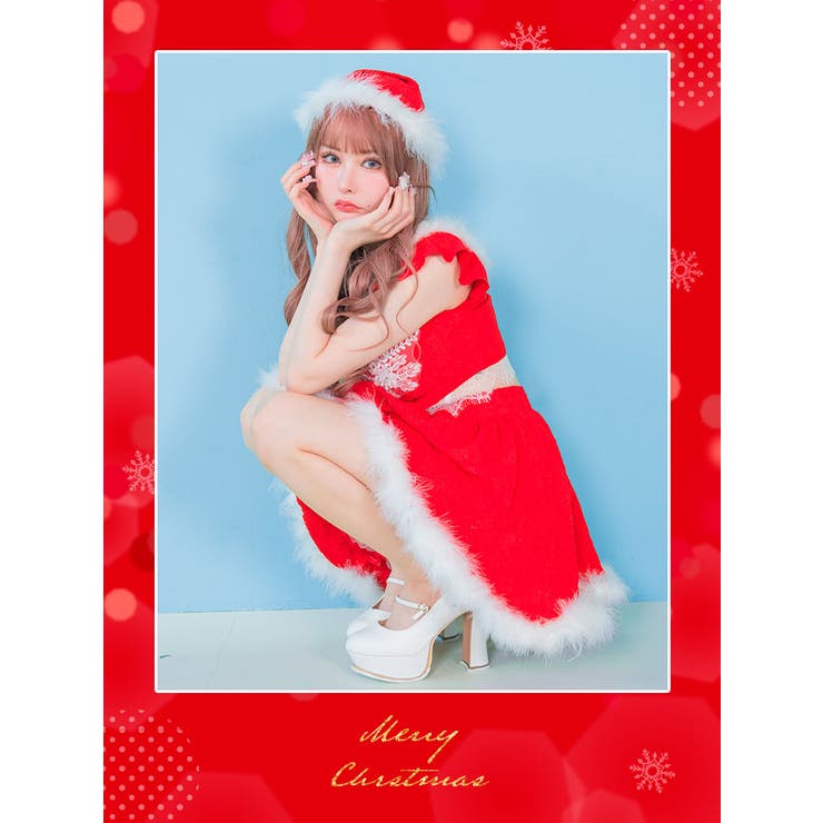 フェザー×レースフロントジップセットアップサンタコスチューム サンタコスプレ | my minette | 詳細画像2 