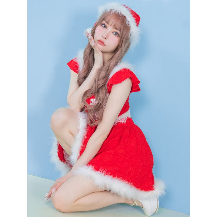 フェザー×レースフロントジップセットアップサンタコスチューム サンタコスプレ | my minette | 詳細画像3 